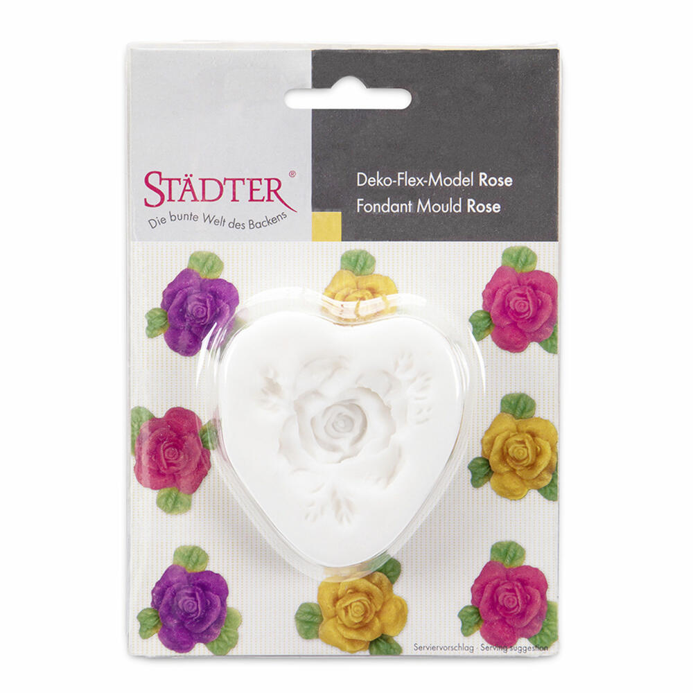 Städter Deko-Flex-Model Rose, Reliefform, Silikonform, Fondant Form, Torten Deko, Silikon, Ø 4,5 cm, 258952