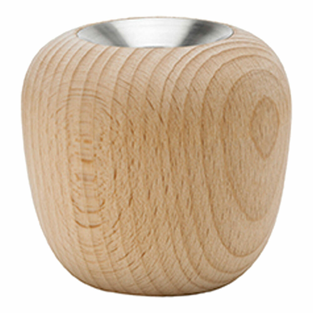 Stelton Kerzenständer Ora Beech Wood, Klein, Kerzenhalter, Teelichthalter, Buchenholz, Edelstahl, 103-1