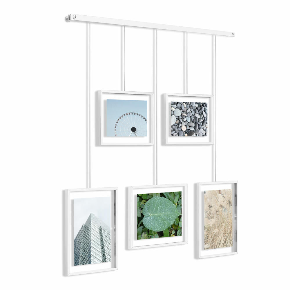 Umbra Bilderrahmen Exhibit, Foto Collage, Bilderrahmen Set, 5 Photos, Glas, Edelstahl, Weiß, 1013426-660