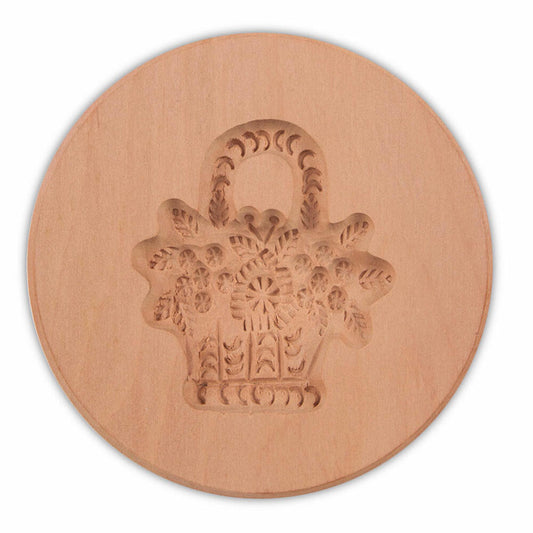 Städter Spekulatius-Model Flower Basket, Wooden Embossing Mold, Cookie Mold, Spekulatius Mold, Wood, Ø 8 cm, 841284