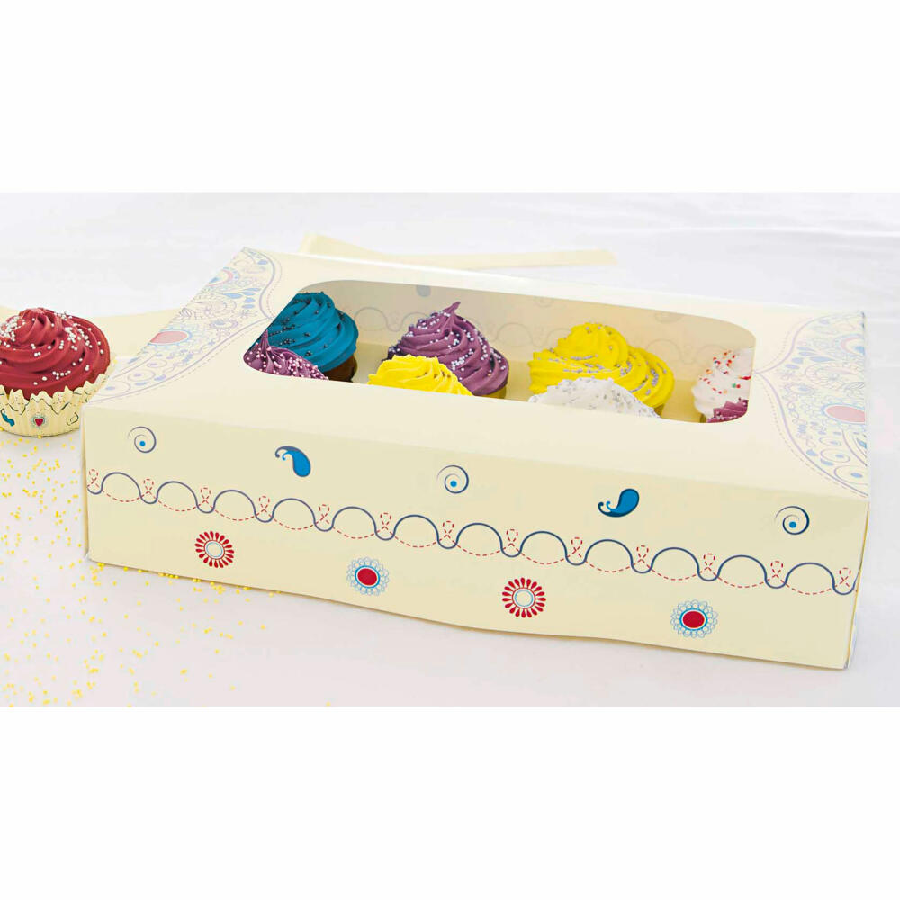 Städter Muffin- und Cupcakebox Paisley, für 12 Muffins, Transportbox, Muffinbox, Cupcake, Pappe, 33 x 16.5 x 7.5 cm, 336100