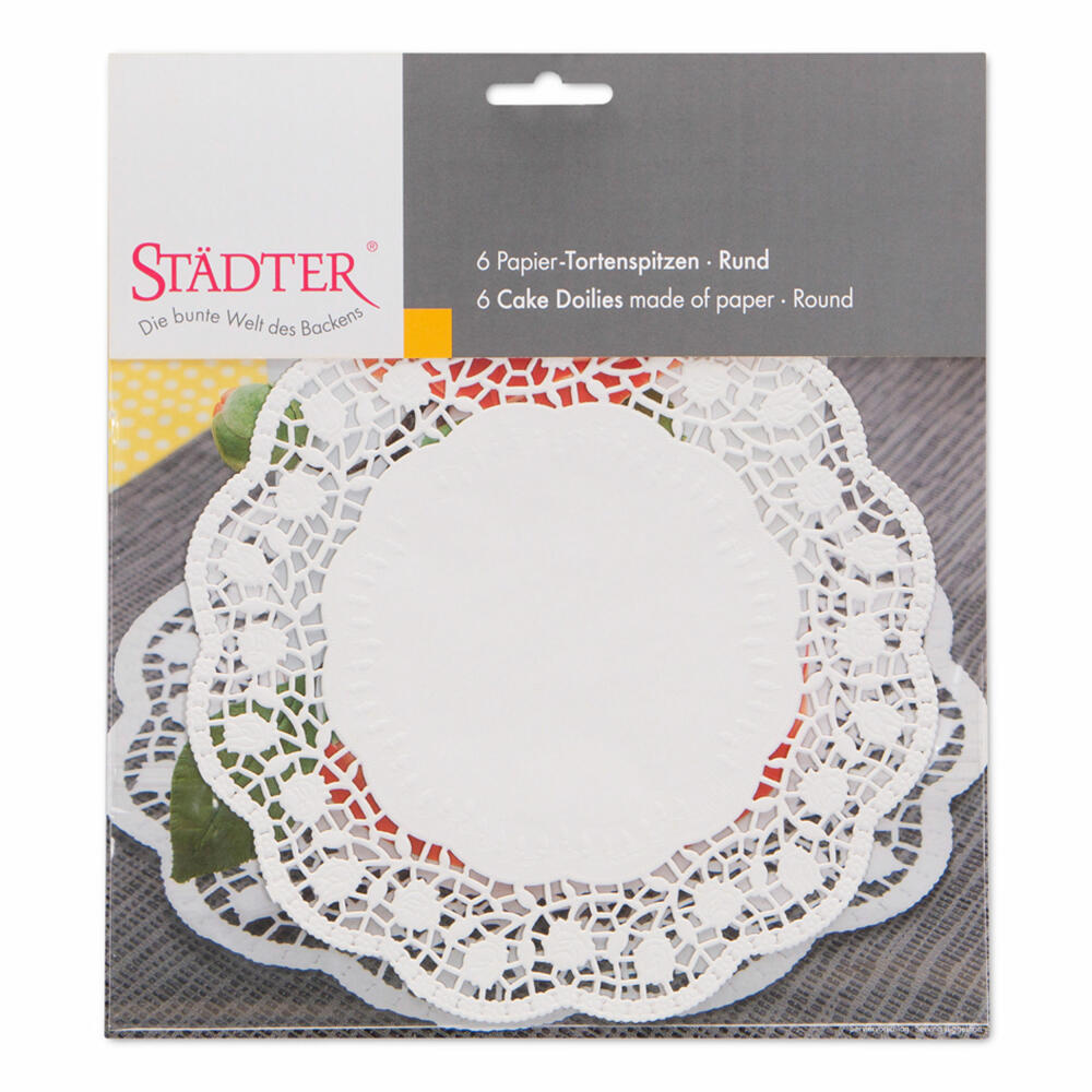 Städter Round Cake Doily, Set of 6, Cake Paper, Cake Base, Cake Doily, Paper, Ø 20 cm, 900110