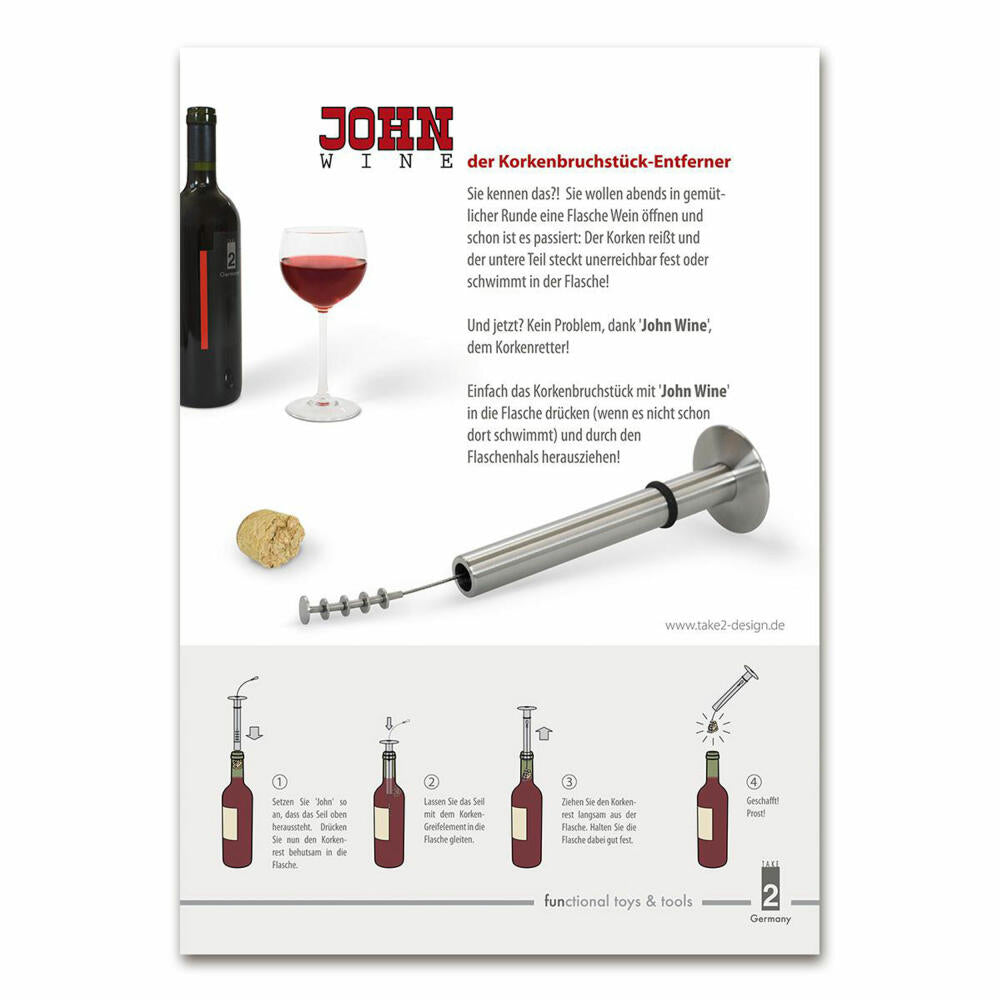 Take2 John Wine Korkenbruchstückentferner, Korkenzieher, Weinflaschenöffner, Korkenretter, 29050