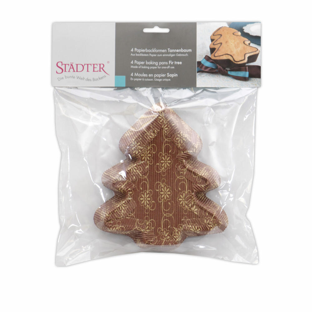 Städter paper baking pan Christmas tree, 4 pieces, paper baking pan, cake pan, baking pan, paper, 16 x 18 cm, 903760