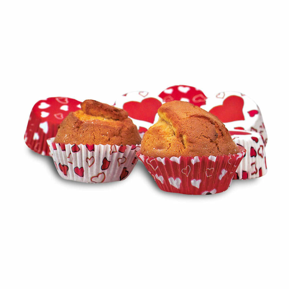 Städter Paper Baking Cups Heart Mini, 50 pieces, paper cups, baking pan, muffin cups, paper, 335233