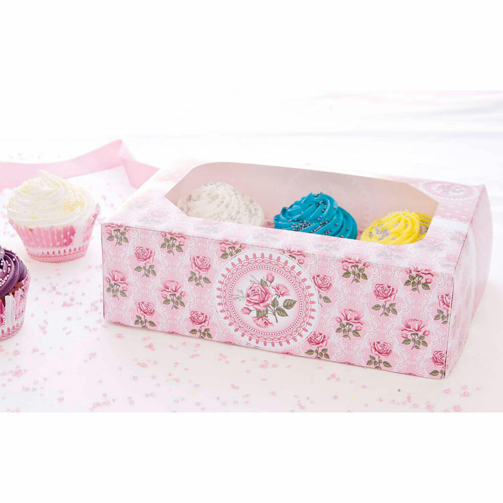 Städter Muffin- und Cupcakebox Rosengarten, 2er Set, für 6 Muffins, Transportbox, Muffinbox, Cupcake, Pappe, 24 x 16.5 x 7.5 cm, 336018