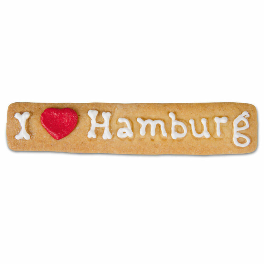 Städter Präge-Ausstecher I love Hamburg, Ausstechform, Plätzchenform, Keks, Plätzchen, Edelstahl, 11 cm, 216013