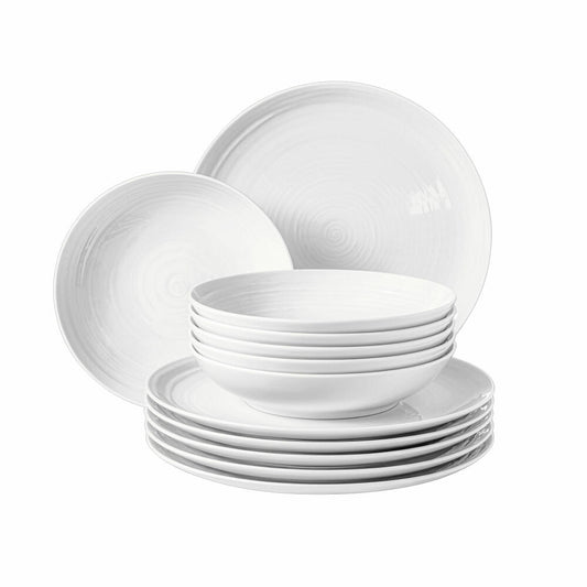 Seltmann Weiden Terra Tafelservice, 12-tlg., Tafel Service, Essservice, Geschirr Set, Porzellan, Weiß, 001.766191