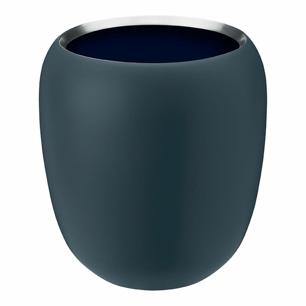 Stelton Vase Ora Klein, Dekovase, Blumenvase, Edelstahl pulverbeschichtet, Dusty Blue, Midnight Blue, 17 cm, 108