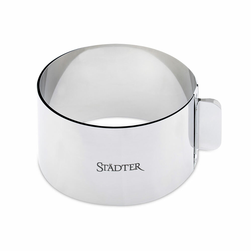 Städter cake ring round, adjustable, baking ring, baking frame, baking pan, baking rim, stainless steel, Ø 15 - 30 cm / H 9 cm, 882010