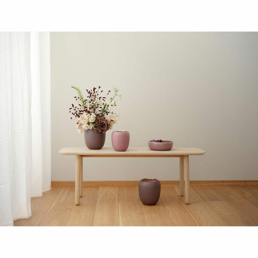 Stelton Vase Ora Klein, Dekovase, Blumenvase, Edelstahl pulverbeschichtet, Dusty Blue, Midnight Blue, 17 cm, 108