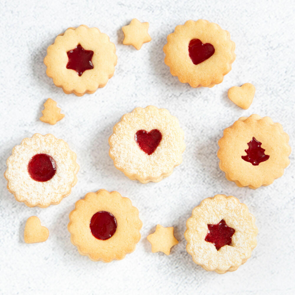 Städter Linzer cookie cutter star in ring wavy, cookie cutter, cookie mold, cookies, stainless steel, Ø 4 cm / H 1.5 cm, 124103