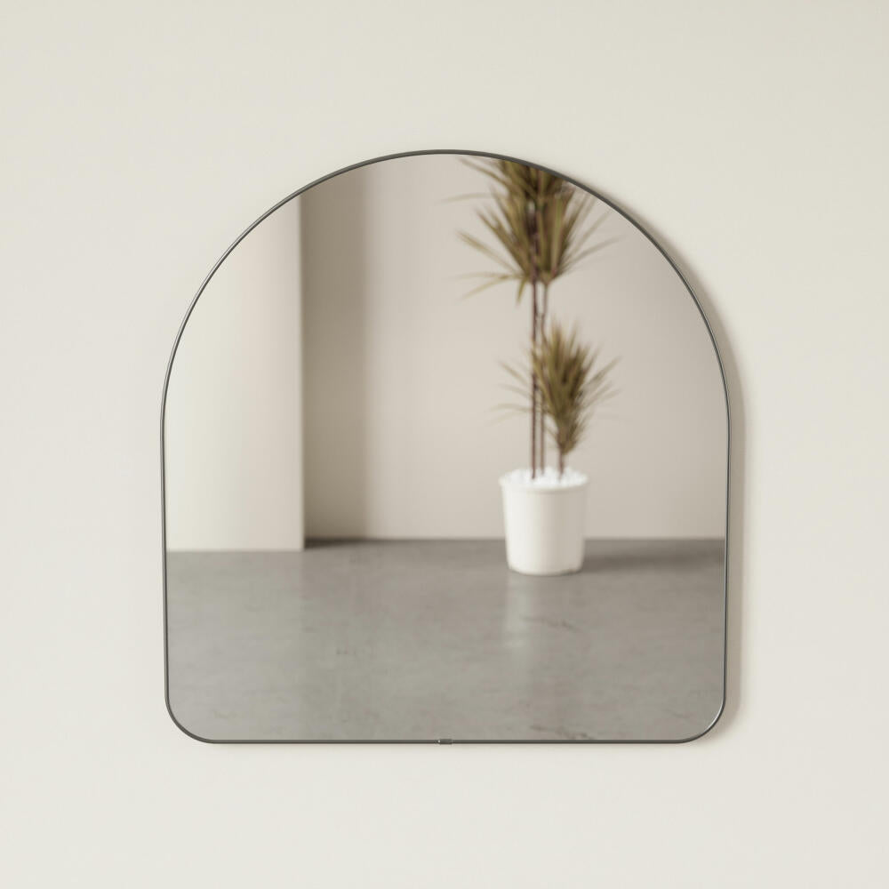 Umbra Wandspiegel Hubba, gewölbter Hängespiegel, Spiegelglas, Titan, 86 x 91 cm, 1017061-378