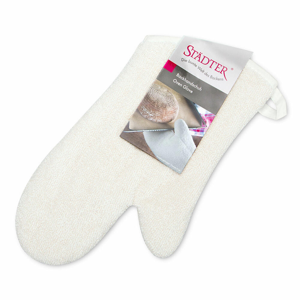 Städter baking glove, oven glove, pot glove, kitchen glove, cotton, natural, 36.5 x 18 cm, 890220