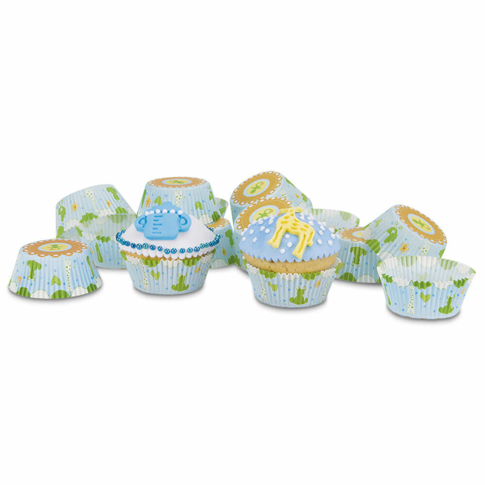 Städter Papier-Backförmchen Baby Blau Maxi, 50 Stück, Papierförmchen, Backform, Muffinförmchen, Papier, 335714