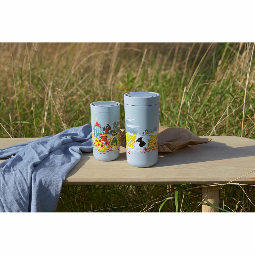 Stelton Thermobecher To Go Click Moomin Soft Sky, Isolierbecher, Edelstahl, Kunststoff, Blau, 200 ml, 1370-7