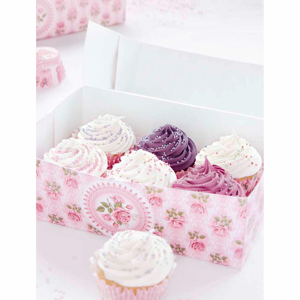 Städter Muffin- und Cupcakebox Rosengarten, 2er Set, für 6 Muffins, Transportbox, Muffinbox, Cupcake, Pappe, 24 x 16.5 x 7.5 cm, 336018