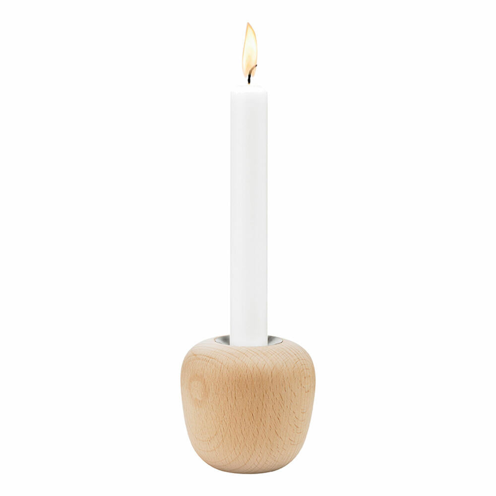 Stelton Kerzenständer Ora Beech Wood, Groß, Kerzenhalter, Teelichthalter, Buchenholz, Edelstahl, 104-1