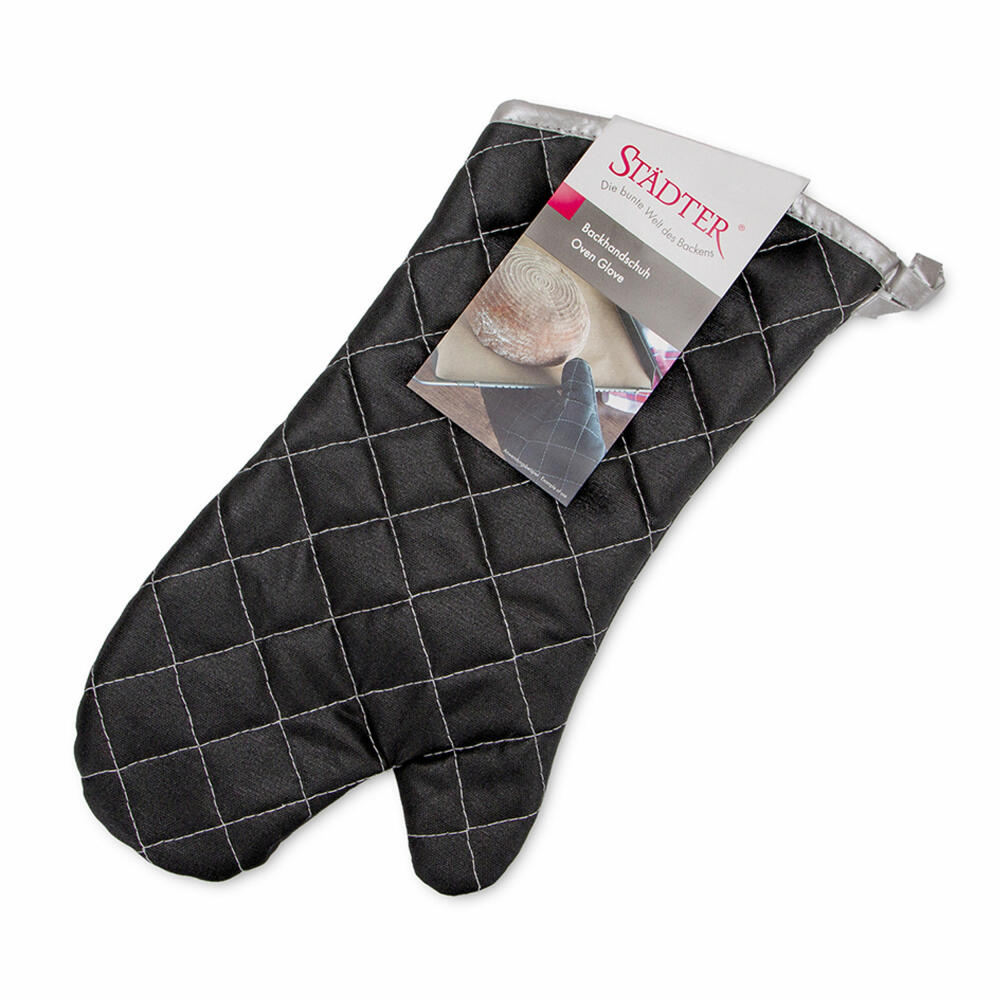 Städter baking glove, oven glove, pot glove, kitchen glove, cotton, black, 36.5 x 18 cm, 890206