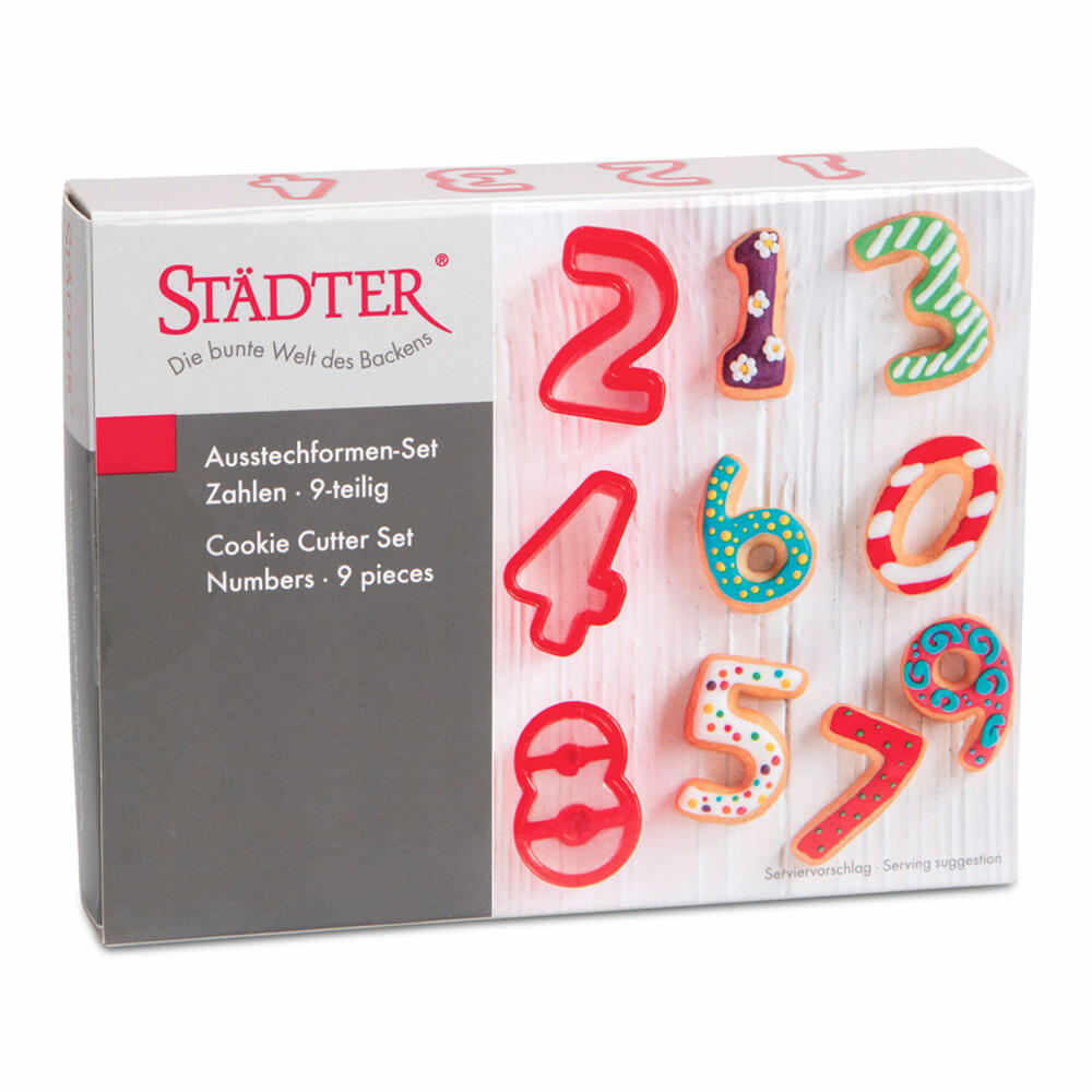 Städter number cutter set, 9 pcs., cookie cutter, cookie mold, biscuit, cookies, plastic, 171909