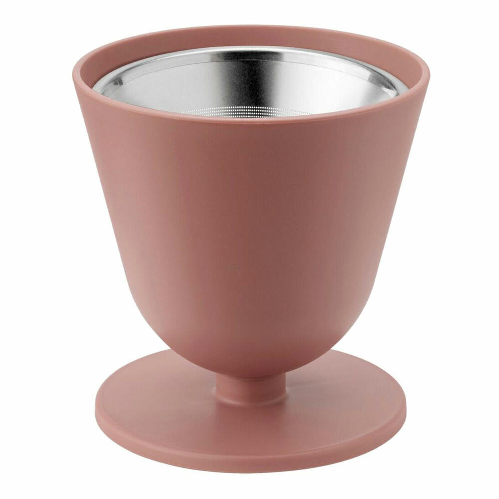 Rig-Tig Slow Kaffeefilter mit Aluminiumdeckel, Kaffeebrüher, Filter und Brüher für Kaffee, Handfilter, Kunststoff / Edelstahl, Terracotta, 11.6 cm, Z00030