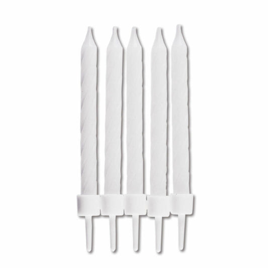 Städter Candles Birthday, 10 pieces, with holder, birthday candles, cake candles, cake, candle, white, 7.5 cm, 910119