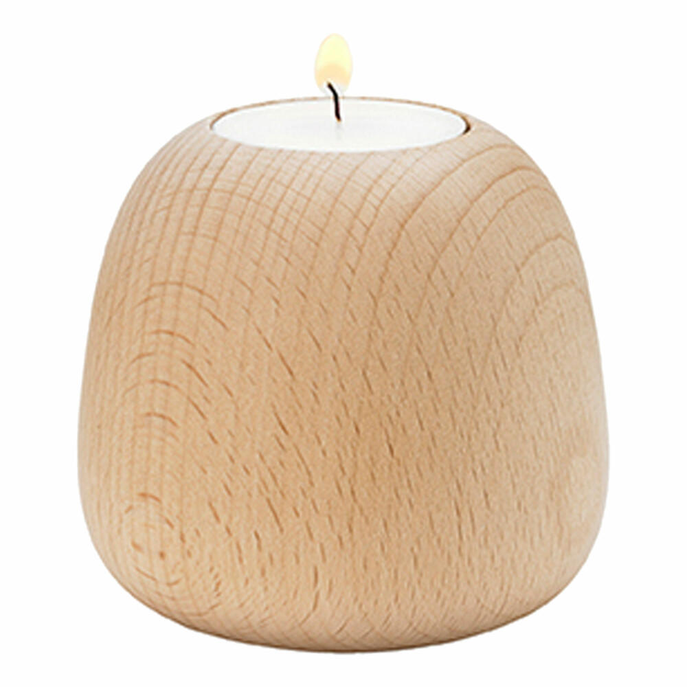 Stelton Kerzenständer Ora Beech Wood, Groß, Kerzenhalter, Teelichthalter, Buchenholz, Edelstahl, 104-1