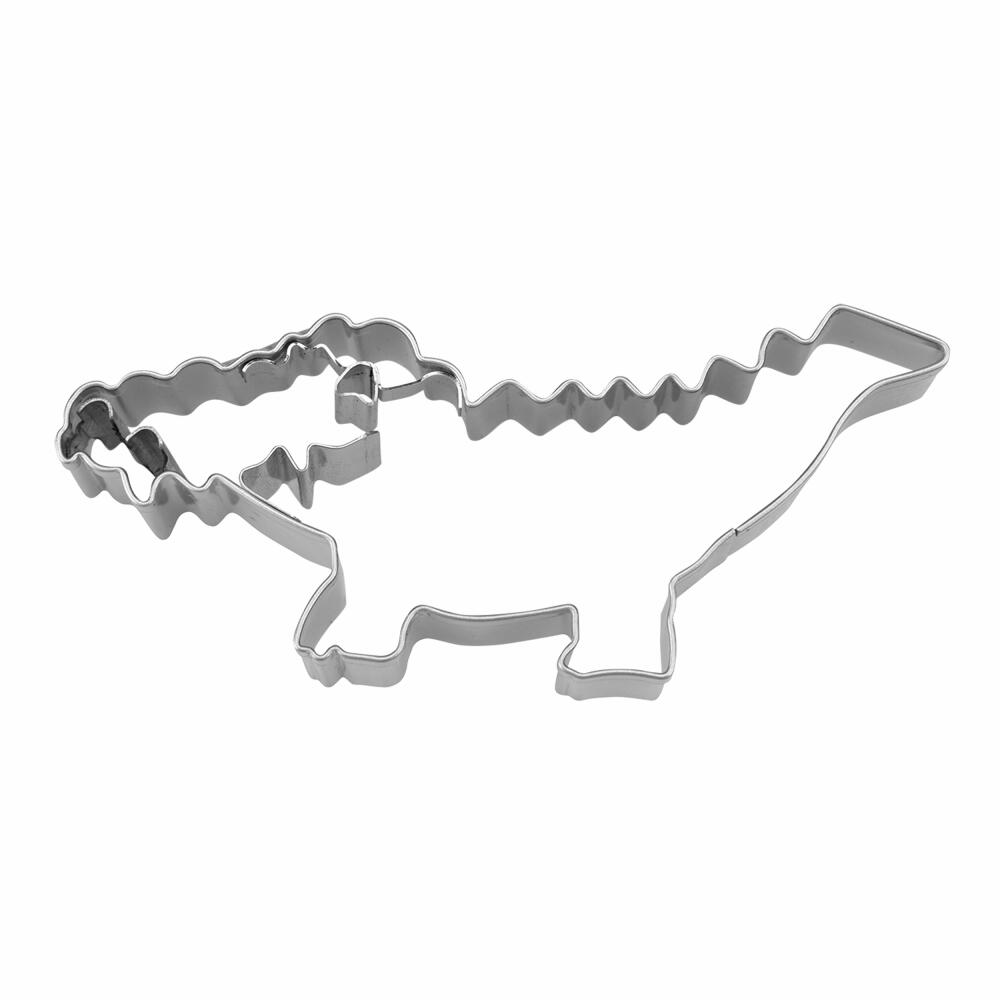 Städter embossed cookie cutter crocodile, cookie cutter, cookie shape, stainless steel, silver-colored, 8 cm, 217317