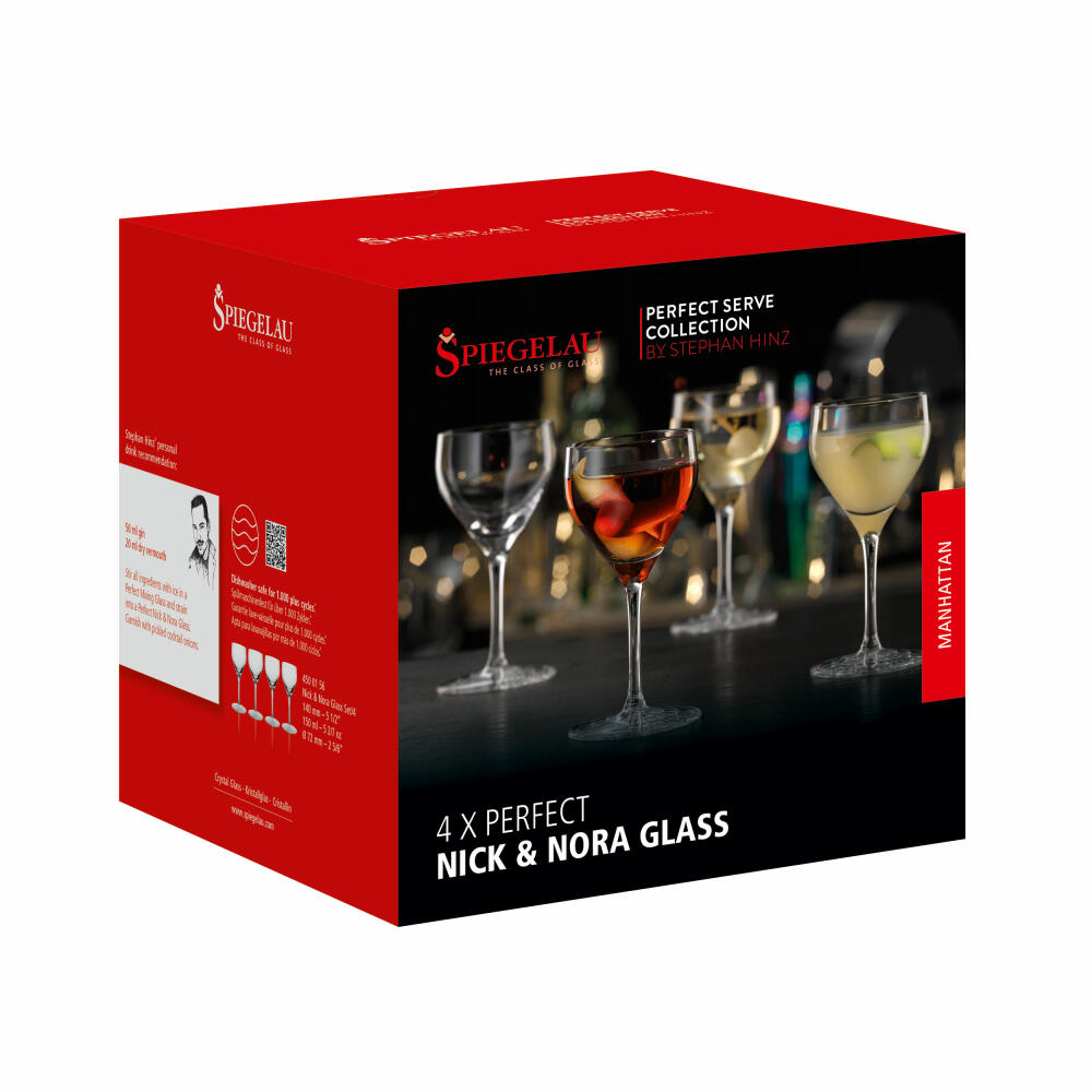 Spiegelau Perfect Serve Collection Nick & Nora Glas, 4er Set, Cocktailglas, Cocktail Glas, Kristallglas, 150 ml, 4500156