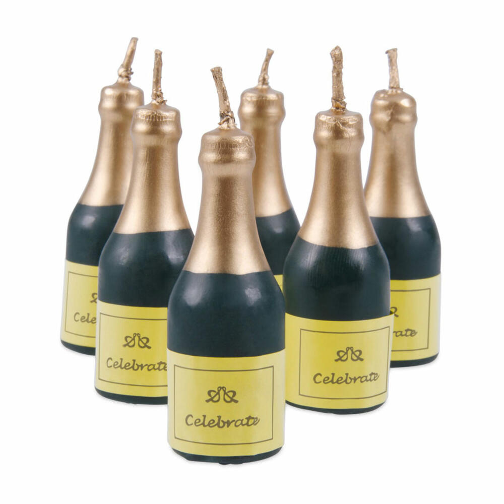 Städter Kerzen Sekt-Flasche Set, 6-tlg., Geburtstagskerzen, Kuchenkerzen, Geburtstag, Kerze, 910348