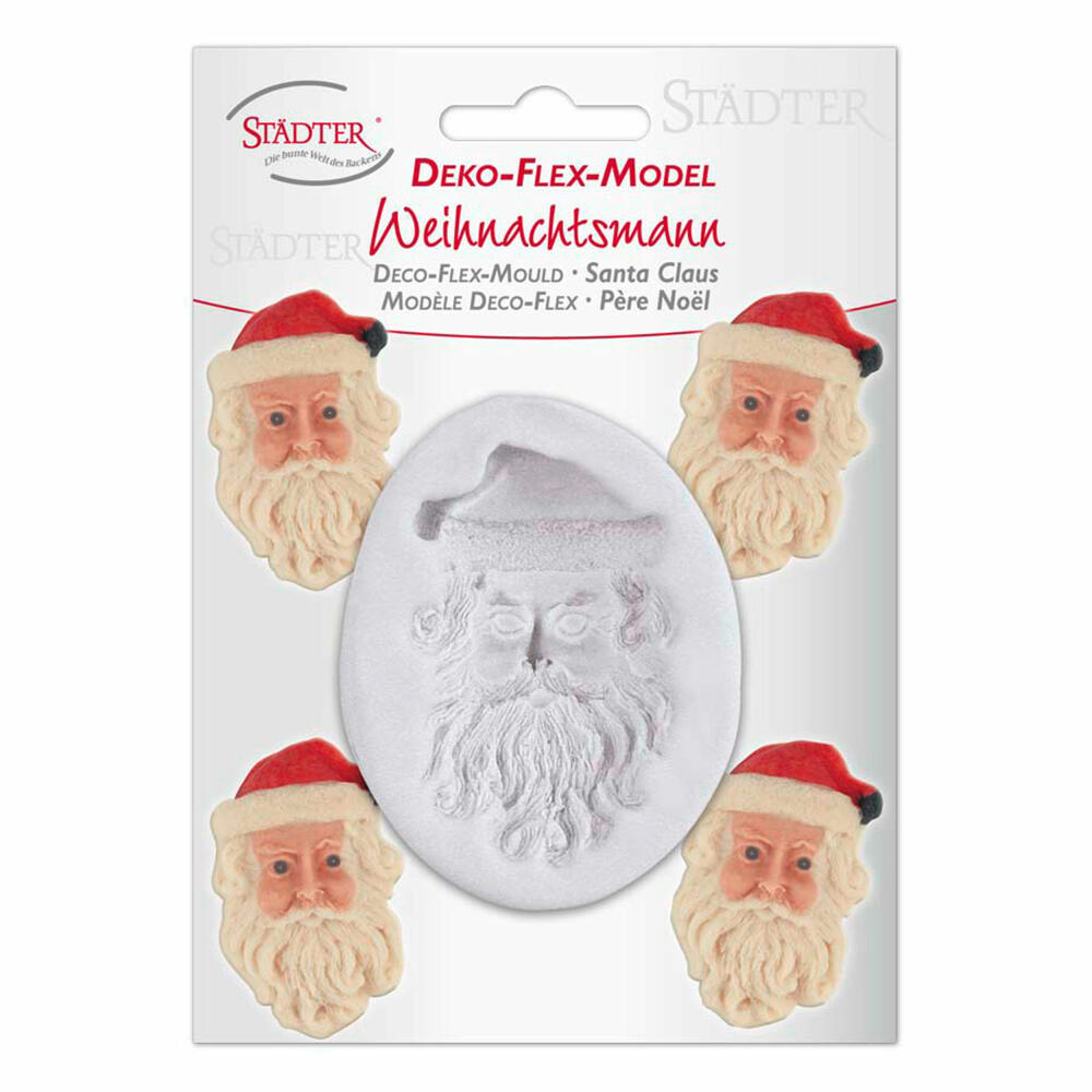 Städter Deko-Flex-Model Weihnachtsmann-Gesicht, Reliefform, Silikonform, Fondant Form, Torten Deko, Silikon, 5 cm, 257269