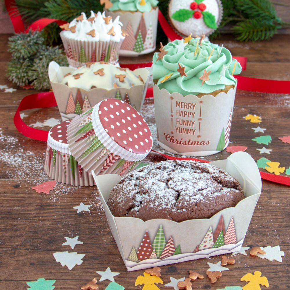 Städter Paper Baking Pan Yummy Christmas, 10 pieces, paper baking pan, cake pan, baking pan, paper, 7 x 4 x 4 cm, 337268