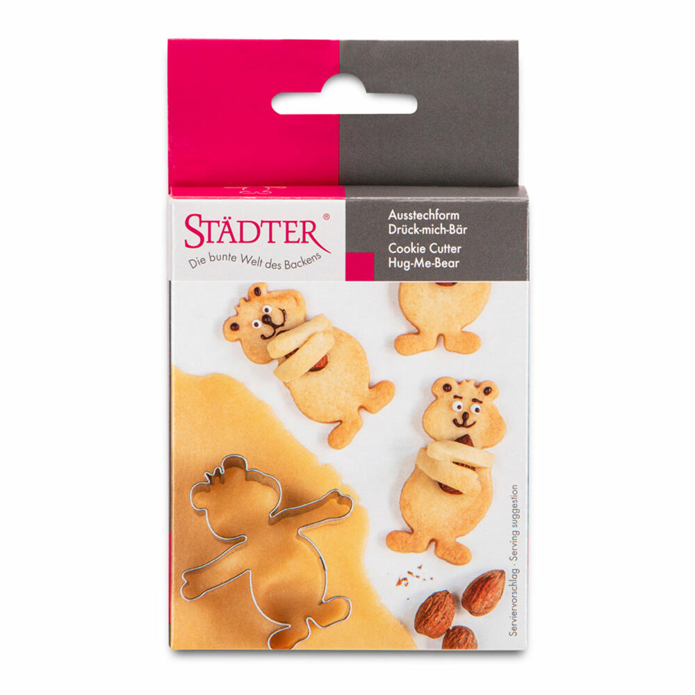 Städter cookie cutter Press-me-Bear, cookie cutter, cookie mold, biscuit, cookies, stainless steel, 6.5 cm, 040229