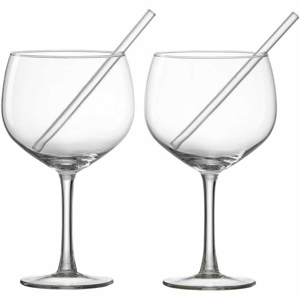 Ritzenhoff &amp; Breker Gin Gin Glasses Set, 4-piece, with drinking straw, balloon goblet, gin glass, drinking glass, glass, clear, 650 ml, 817737