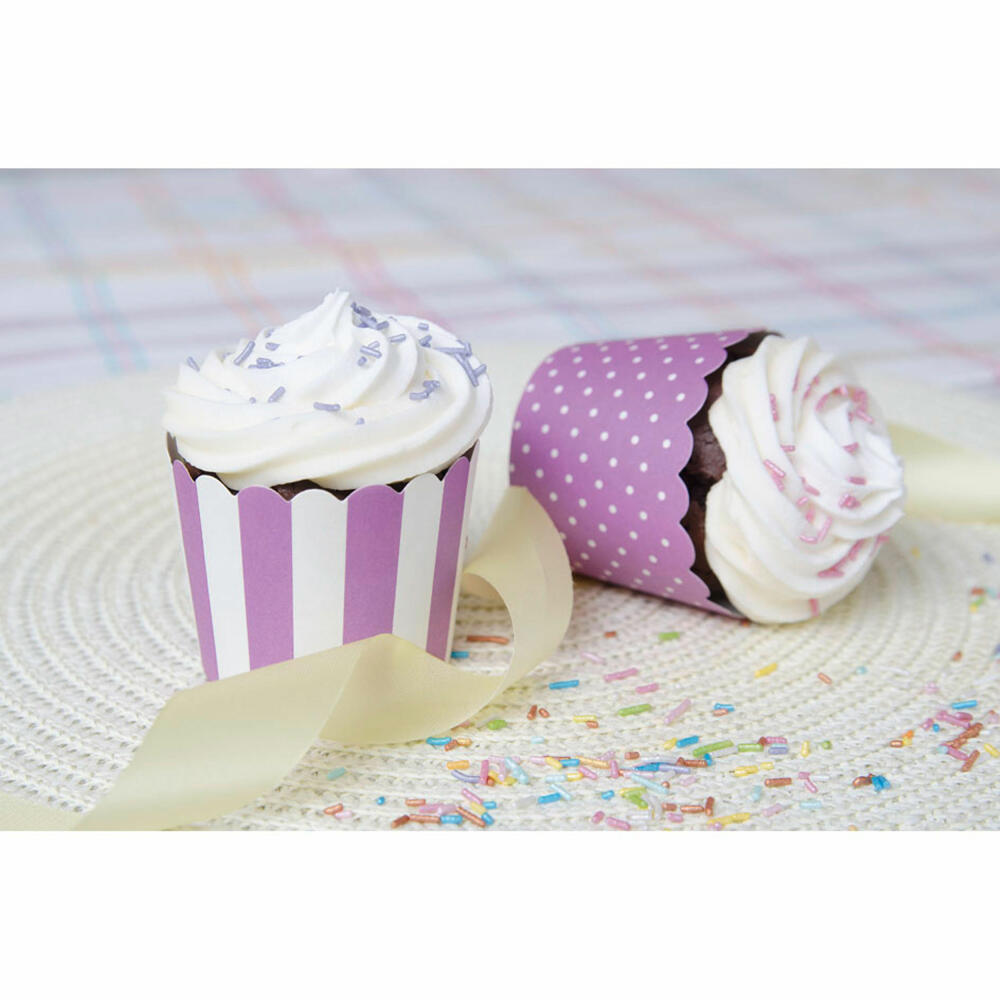 Städter Cupcake Baking Pan Lilac-White Mini, 12 Pieces, Paper Cases, Baking Cups, Paper Baking Cups, Paper, 337022