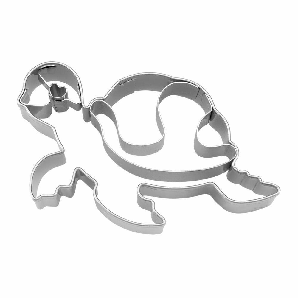 Städter embossed cookie cutter water turtle, cookie cutter, cookie mold, stainless steel, silver-colored, 7 cm, 217300