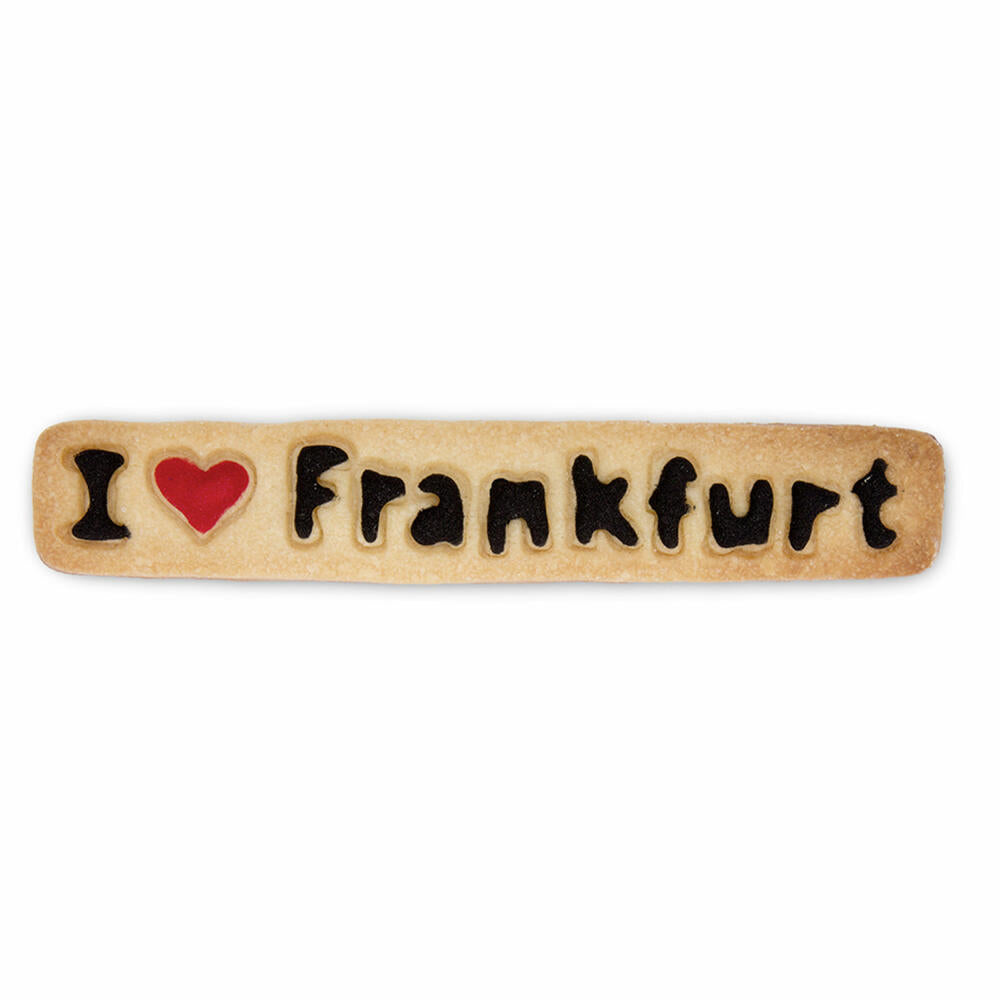 Städter Präge-Ausstecher I love Frankfurt, Ausstechform, Plätzchenform, Keks, Plätzchen, Edelstahl, 13 cm, 216471