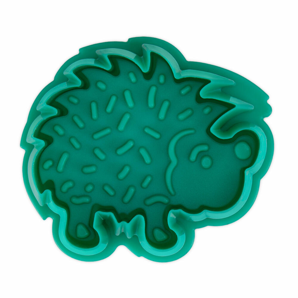 Städter embossed cookie cutter hedgehog, cookie cutter, cookie mold, PP plastic, green, 4.5 cm, 171930