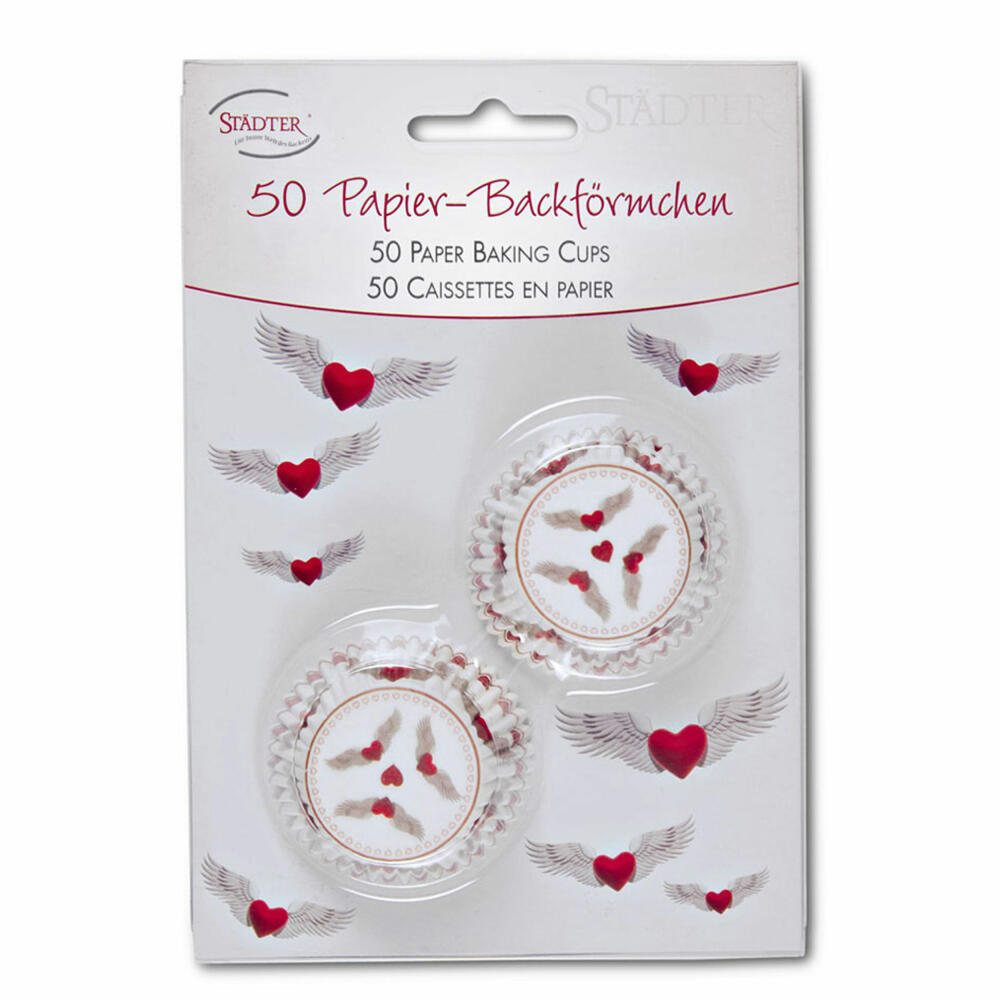 Städter Papier-Backförmchen Fliegendes Herz Mini, 50 Stück, Papierförmchen, Backform, Muffinförmchen, Papier, 335851