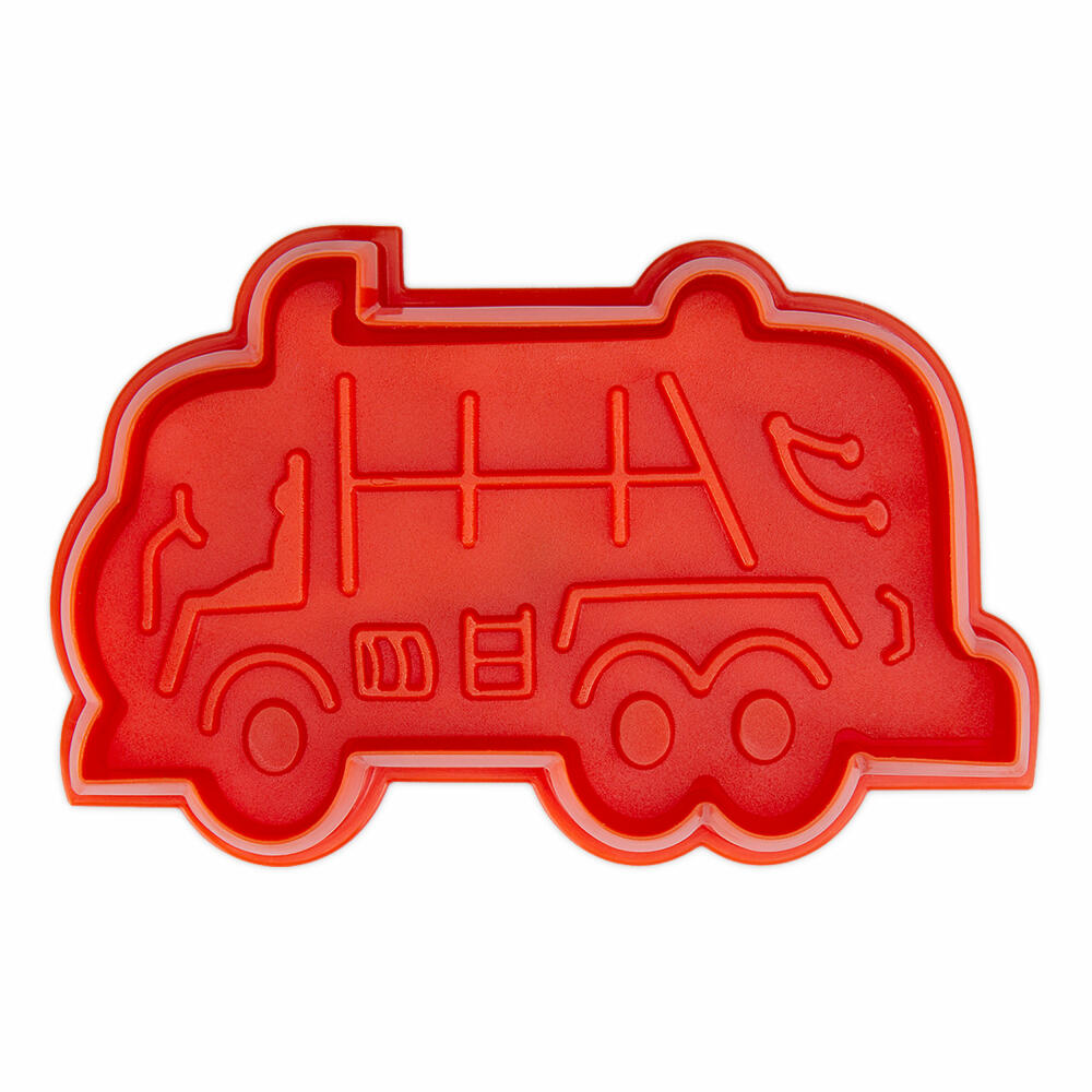 Städter embossed cookie cutter garbage truck, cookie cutter, cookie mold, PP plastic, orange, 7.5 cm, 171947