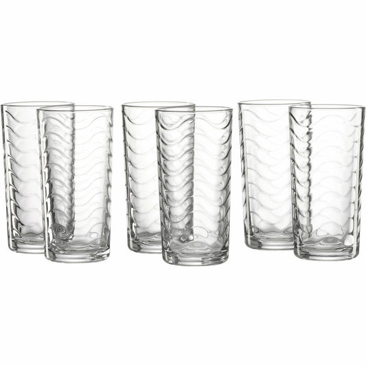Ritzenhoff & Breker Longdrinkglas Wave, 6er Set, Trinkglas, Saftglas, Wasserglas, Longdrink, Glas, Klar, 250 ml, 812039