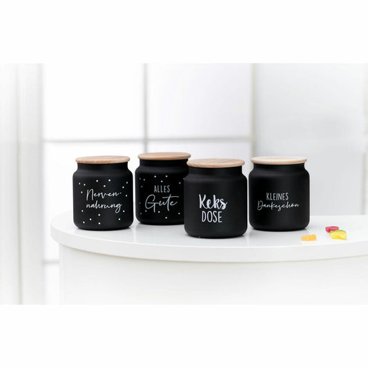 Ritzenhoff & Breker Dose Svart Alles Gute, Vorratsdose, Aufbewahrungsdose, Glas / Holz, Schwarz, 1.1 L, 817522