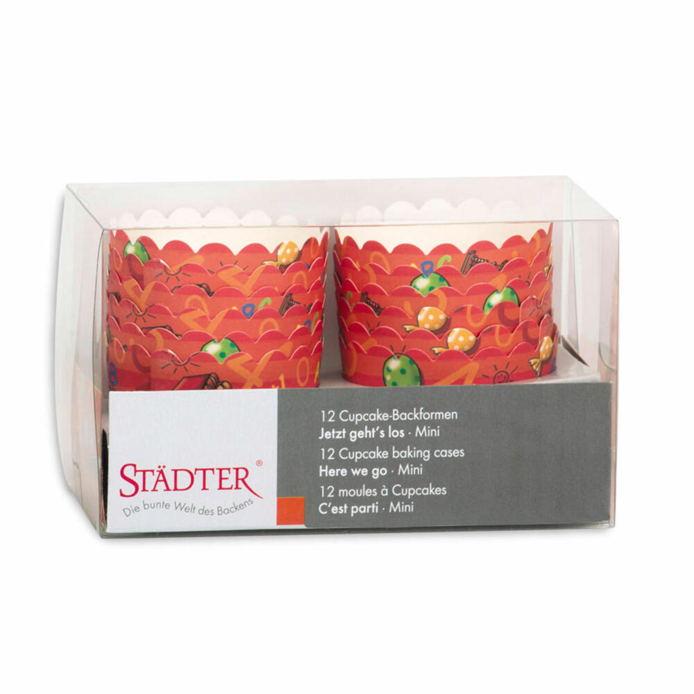 Städter Cupcake Baking Tin Now it's off Mini, 12 pieces, paper cups, baking cups, paper baking cups, paper, 337213