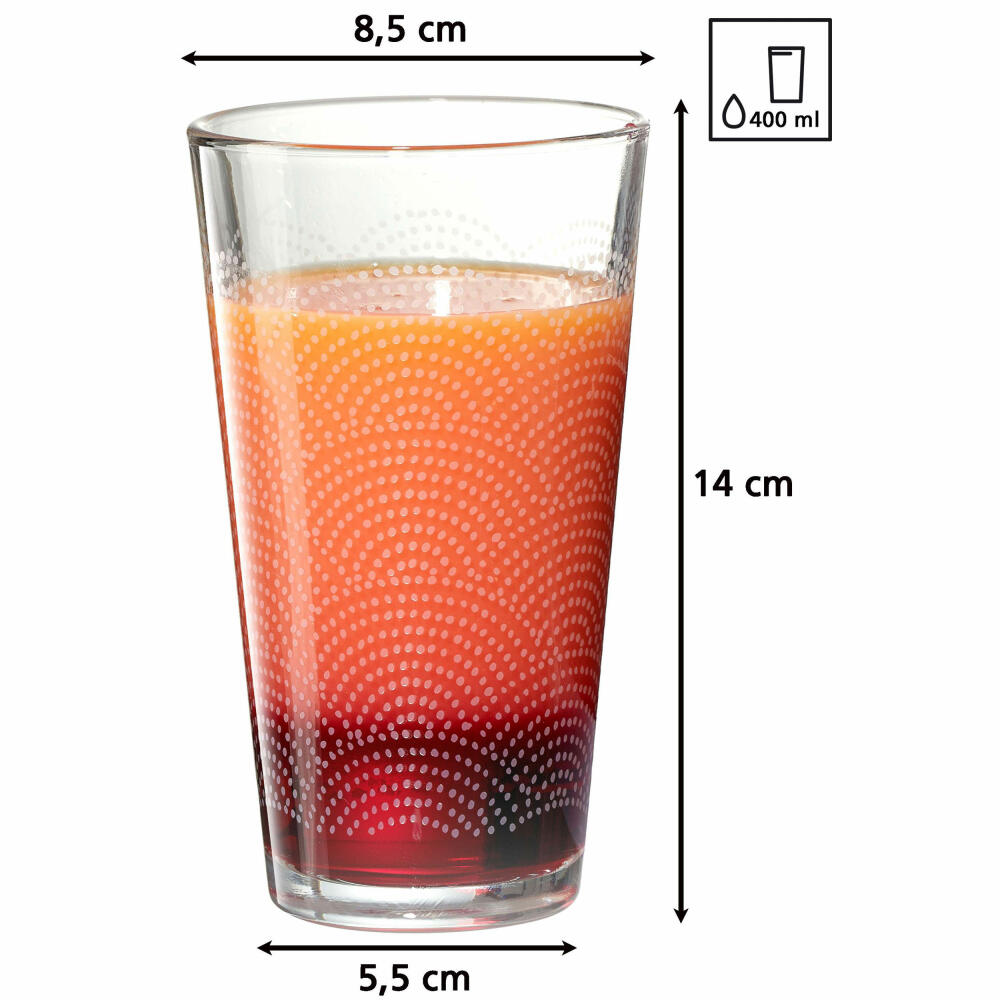 Ritzenhoff & Breker Longdrinkglas Happy - Pattern, Becher, Glas, Klar, 400 ml, 813395