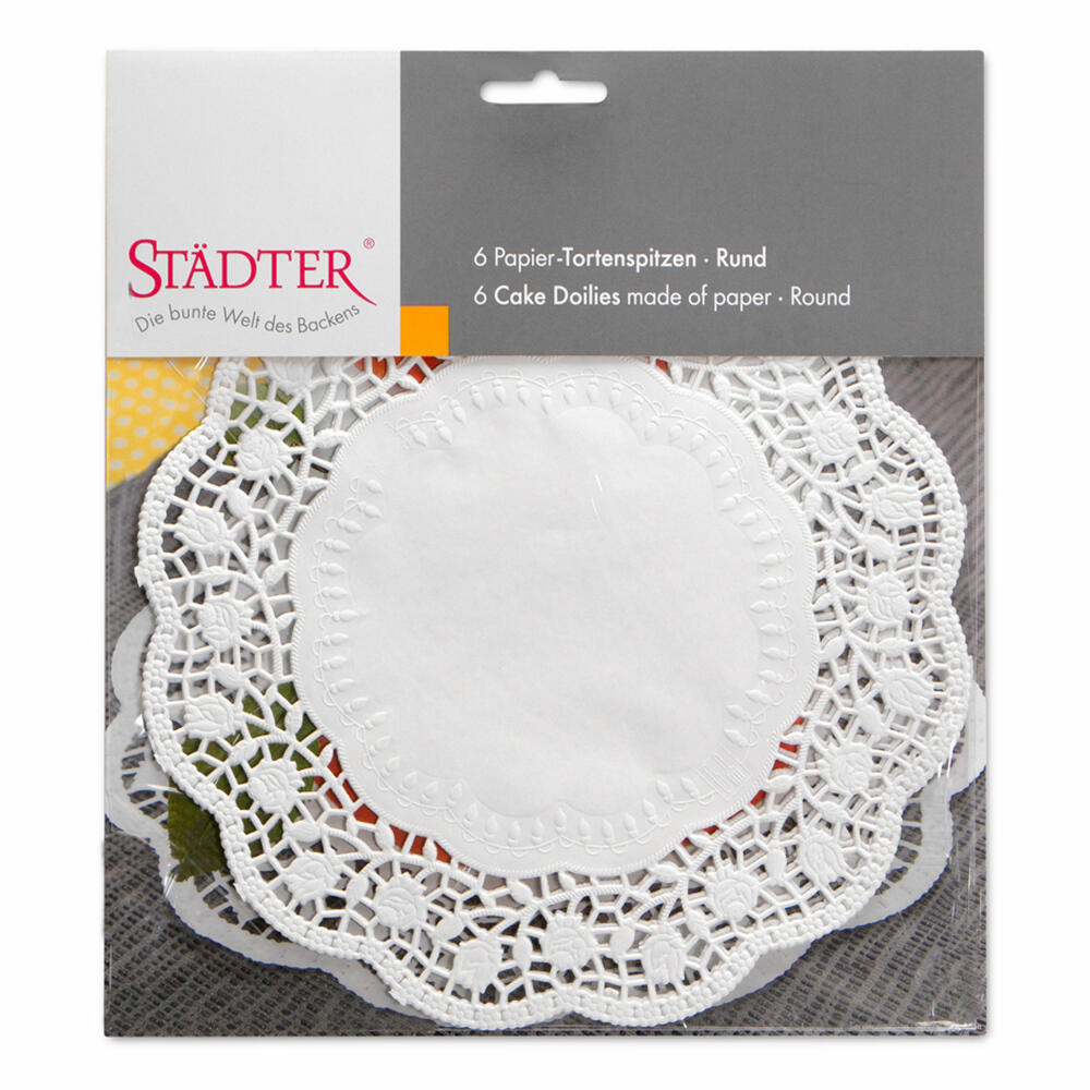 Städter Round Cake Doily, Set of 6, Cake Paper, Cake Base, Cake Doily, Paper, Ø 22 cm, 900127