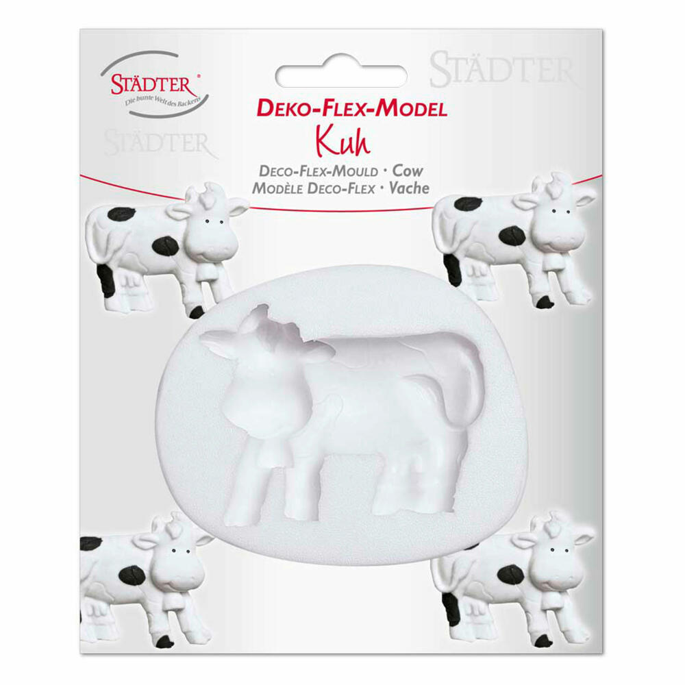 Städter Deko-Flex-Model Kuh, Reliefform, Silikonform, Fondant Form, Torten Deko, Silikon, 7 x 5.5 cm, 257467