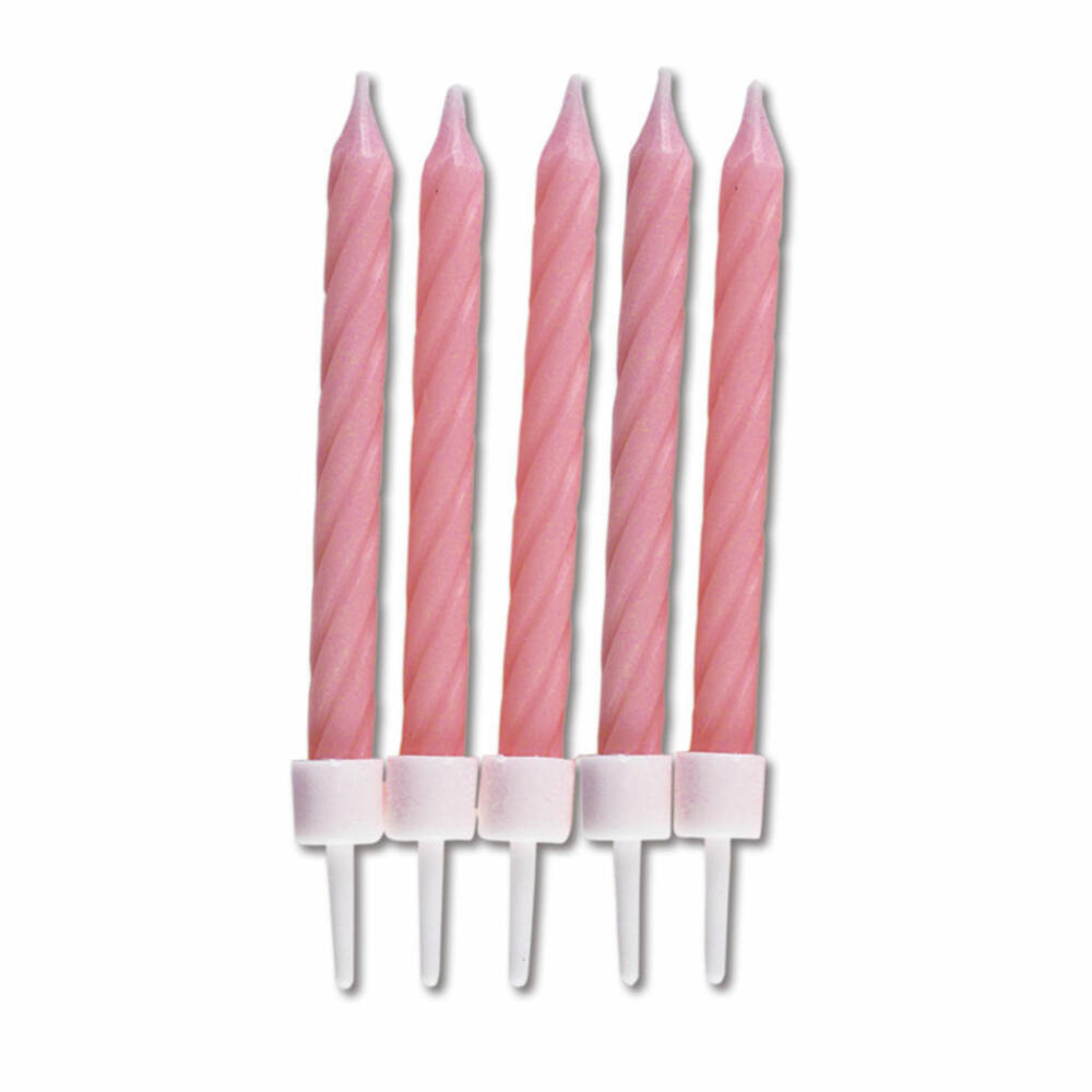 Städter Kerzen Geburtstag, 10 Stück, mit Halter, Geburtstagskerzen, Kuchenkerzen, Kuchen, Kerze, Rosa, 7.5 cm, 910157
