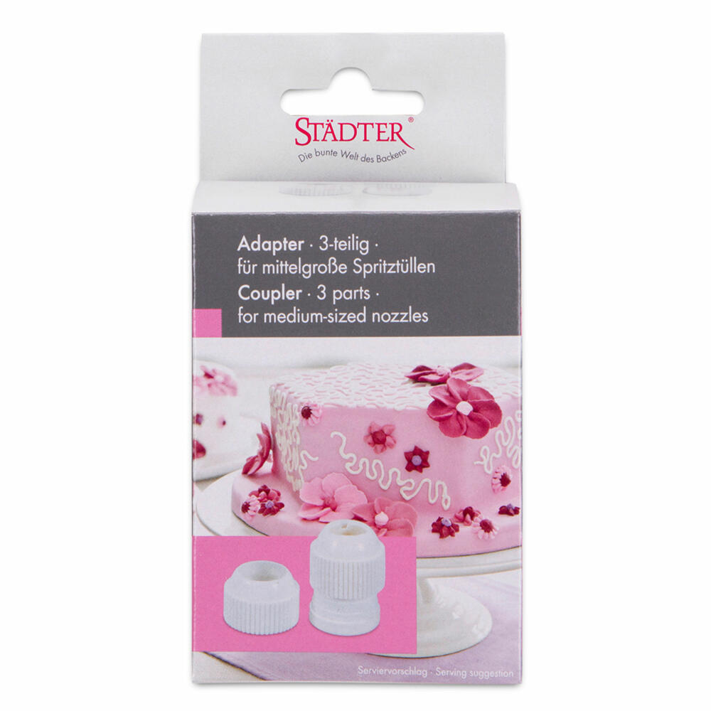 Städter Adapter Midi, 3-tlg., für Spritztüllen, Aufsatz, Spritztülle, Backzubehör, Kunststoff, 224056