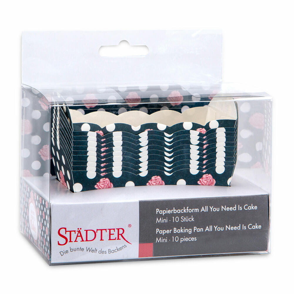 Städter Paper Baking Pan All You Need Is Cake, 10 pieces, paper baking pan, cake pan, baking pan, paper, 7 x 4 x 4 cm, 337381