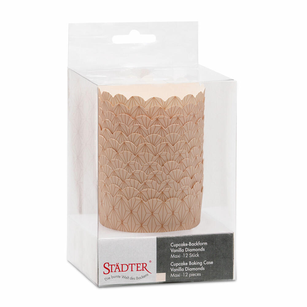 Städter cupcake baking pan Vanilla Diamonds Maxi, 12 pieces, paper cups, baking cups, paper baking cups, paper, 337336